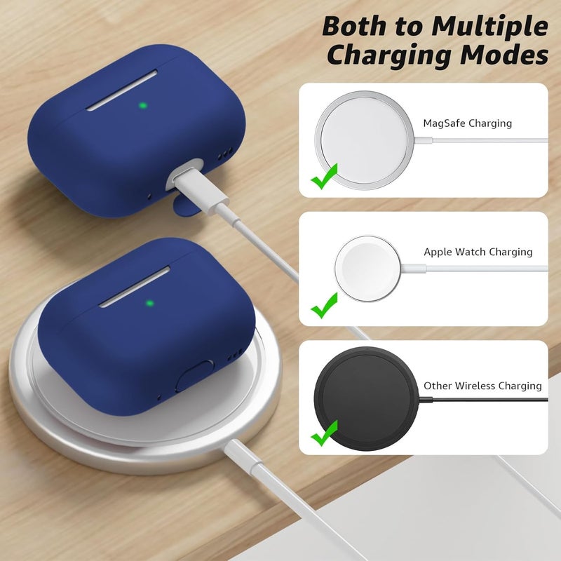 Tandoler Compatible with Airpods Pro 2 Case, Soft Silicone Skin Cover Protective Cases with Cleaner kit and Lanyard Compatible for AirPod Pro 2nd Generation, Front LED Visible - Diamond Blue - Image 4